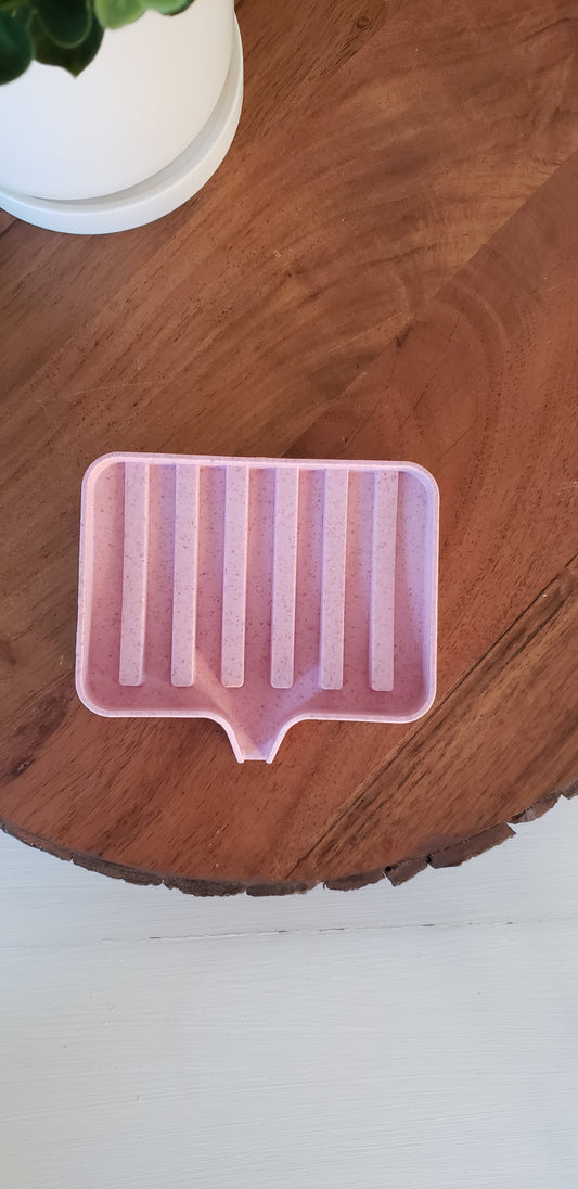 Pink speckled soap dish